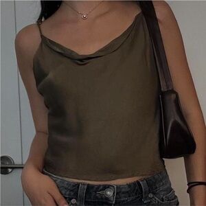 Zara Khaki Draped Camisole